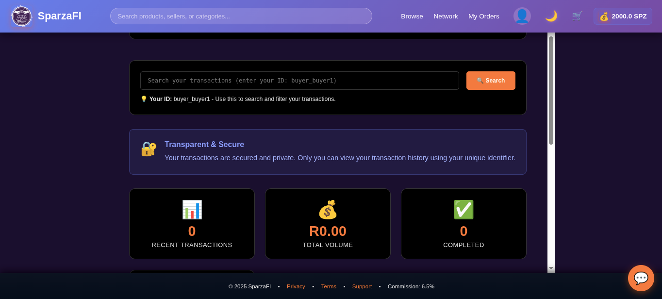 SparzaFi Platform Screenshot 2